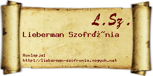 Lieberman Szofrónia névjegykártya